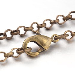 Fabricación de collar de cadena de rolo de cadena cruzada de hierro, Bronce antiguo, 27.7 pulgada
