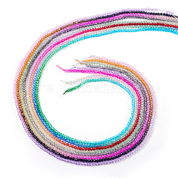 8 Strands 8 Colors Transparent Glass Beads Strands, Faceted Round, Mixed Color, 2mm, Hole: 0.6mm, about 194~199pcs/strand, 14.49 inch~14.61 inch(36.8~37.1cm), 1strand/color.