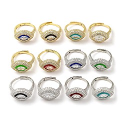 Регулируемое кольцо с прозрачным кубическим цирконием и конским глазом с эмалью, украшения из латуни для женщин, разноцветные, размер США 6 1/4 (16.7 мм)