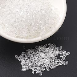 Miyuki halbe Tila Perlen, japanische Saatperlen, 2 Loch, (htl131) Kristall, 5x2.3x1.9 mm, Bohrung: 0.8 mm, ca. 2500 Stk. / 100 g