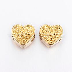 Ion Plating(IP) 304 Stainless Steel European Beads Rhinestone Settings, Heart, Golden, 10.5x11.5x10mm, Hole: 5mm, Fit for 1mm Rhinestone