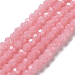 Fili di perle di vetro imitazione giada dipinti al forno, rondelle sfaccettato, roso, 6x5mm, Foro: 1.2 mm, circa 85pcs/filo, 16.73'' (42.5 cm)
