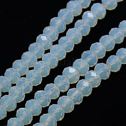 Faceted Crystal Glass Beads Strands, Rondelle, White, 6x4mm, Hole: 1mm, about 95pcs/strand, 16.9 inch