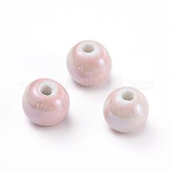 Perline porcellana fatto a mano, perlato, tondo, roso, 14mm, Foro: 2.5~4 mm