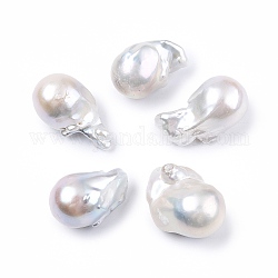 Perles de keshi baroques naturelles, Perles d'eau douce, sans trou, pépites, couleur de coquillage, 26~32x17.5~21.5x17mm