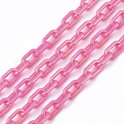 Chaînes de câbles en acrylique opaque, couleur ab , ovale, rose chaud, 13x8x2mm, 19.68 pouce (50 cm)/fil