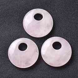 Natural Rose Quartz Pendants, Flat Round, 40~41x8~9mm, Hole: 12~15mm