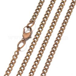 Железо Снаряженная цепи ожерелье решений, боковая цепь, с застежкой омар, античная бронза, 31.9 дюйм