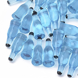 Кабошоны из смолы, щелок / бутылка, Небесно-голубой, 26x9~11 мм
