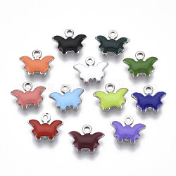 201 Stainless Steel Enamel Charms, Butterfly, Stainless Steel Color, Mixed Color, 7.5x9x1.5mm, Hole: 1.2mm