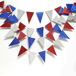 Banderas triangulares de papel, pancarta colgante del tema de américa, para fiestas, festivales, decoraciones para el hogar, rojo, 3000mm