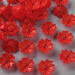Transparent gefrostete Acrylglaskappen, 5-Blütenblatt, Blume, rot, 16.5x6 mm, Bohrung: 1.6 mm, ca. 959 Stk. / 500 g