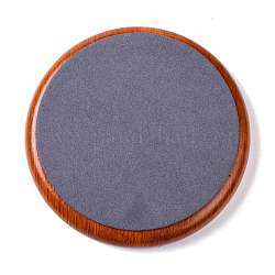 Плоские круглые деревянные браслеты ювелирных изделий pesentation выставочный лоток, покрытый микрофиброй, органайзер для монет, серые, 18.1x2.2 см