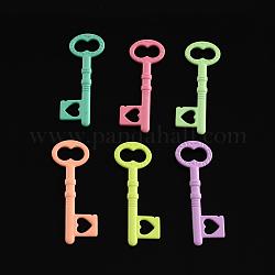 Skeleton Key Spray Painted Alloy Pendants, Cadmium Free & Lead Free, Mixed Color, 34x12x2mm, Hole: 8.5x4.5mm