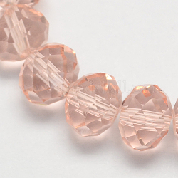 Light Salmon Color Faceted Rondelle Handmade Imitate Austrian Crystal Glass Beads, 16x12mm, Hole: 1mm, about 48pcs/strand