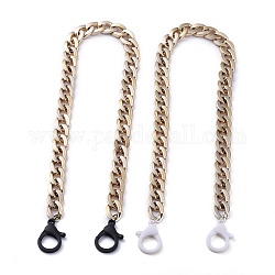 Collares de cadena de bordillo de plástico ccb personalizados, cadenas de gafas, cadenas de bolsos, con cierres de langosta de plástico, en blanco y negro, dorado, 23.79 pulgada (60.5 cm), 2 PC / sistema