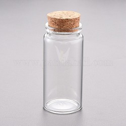 Contenedores de abalorios de vidrio, con tapón de corcho, deseando botella, Claro, 3.7x8 cm, capacidad: 55ml (1.86 fl. oz)