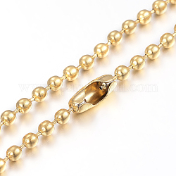 Fabricación de collares de cadena de bola de 304 acero inoxidable, redondo, dorado, 23.6 pulgada (60 cm), 2.4mm