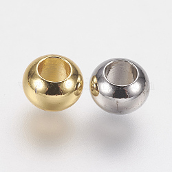 Perles séparateurs en laiton, rondelle, couleur mixte, 6x4mm, Trou: 3mm