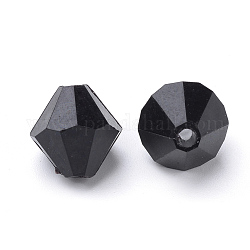 Transparente Acryl Perlen, Doppelkegel, Schwarz, 4x4 mm, Bohrung: 1.2 mm, ca. 17000 Stk. / 500 g