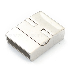 316 Surgical Stainless Steel Bayonet Clasps, Rectangle, Stainless Steel Color, 24.5x18.5x7mm, Inner Diameter: 16.5x5mm