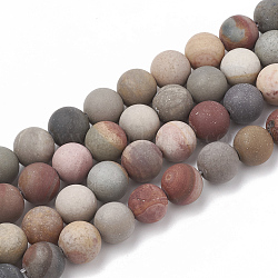 Natural America Picture Jasper Beads Strands, Frosted, Round, 6mm, Hole: 1mm, about 63pcs/strand, 15.5 inch