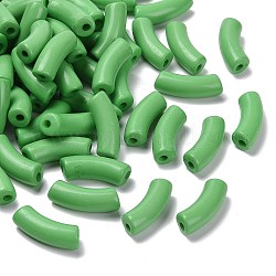 Opake Legierung Perlen, gebogenes Rohr, lime green, 34.5x13x11 mm, Bohrung: 3.5 mm, ca. 155 Stk. / 500 g