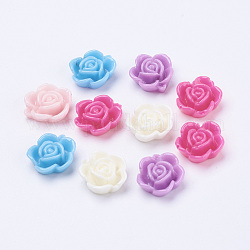 Opaque Resin Cabochons, Flower, Mixed Color, 14x6mm