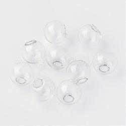 Botellas redondas de bola de globo de vidrio soplado mecanizado, para aretes o manualidades, Claro, 10mm, medio agujero: 3~5 mm