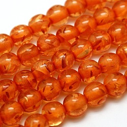 Buddhist Jewelry Beaded Findings Resin Imitation Amber Round Bead Strands, Orange Red, 10mm, Hole: 1mm, about 38pcs/strand, 15.74 inch