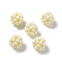Handmade Plastic Woven Beads, Frosted Round, Linen, 15mm, Hole: 3mm