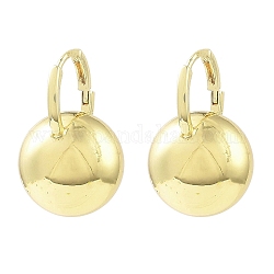 Rack Plating Brass Round Ball Hoop Earring, Long-Lasting Plated, Lead Free & Cadmium Free, Real 18K Gold Plated, 25x15.5x15.5mm