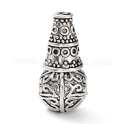 Tibetan Style Alloy 3 Hole Guru Beads, T-Drilled Beads, Teardrop, Antique Silver, 18.5x8.5x9mm, Hole: 1.5mm and 2mm