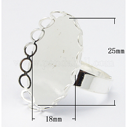 Accessoires composant tamon pour bagues en fer, réglable, avec plateau ovale en laiton, couleur platine, 25x18mm, 17mm