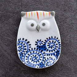 Porcelain Incense Tray, Owl Jewelry Plate, Home Office Teahouse Zen Buddhist Supplies, Royal Blue, 70x55x10mm