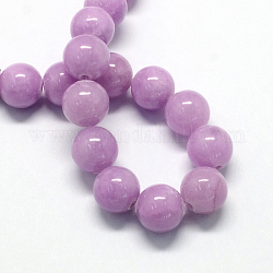 Natural Dyed Yellow Jade Gemstone Bead Strands, Round, Medium Orchid, 10mm, Hole: 1mm, about 40pcs/strand, 15.7 inch