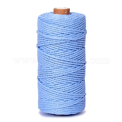 Круглый хлопковый плетеный шнур длиной 100 м., для вышивки кисточками ручной работы своими руками, васильковый, 3 мм, около 109.36 ярда (100 м) / рулон