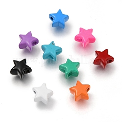Perles de laiton peintes à la bombe, étoiles du nord, couleur mixte, 9.5x10x5.5mm, Trou: 2.3mm