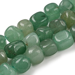Chapelets de perle verte d'aventurine naturel, pierre roulée, pépites, 7~9.5x9~11x7~11mm, Trou: 1mm, Environ 42~43 pcs/chapelet, 15.75''~15.94'' (40~40.5 cm)