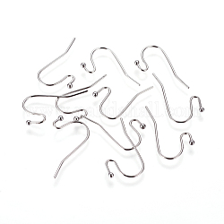 316 chirurgische Edelstahl-Ohrringhaken, Edelstahl Farbe, 22x12x2 mm, 21 Gauge, Stift: 0.7 mm