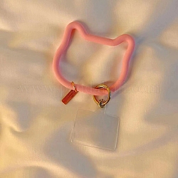 Cordino per telefono con anello per gatti in silicone, cordino da polso per cellulare, perla rosa, 9cm