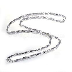 Collares de cadena de eslabones de 201 acero inoxidable, con cierre de langosta, color acero inoxidable, 23.62 pulgada (60 cm)
