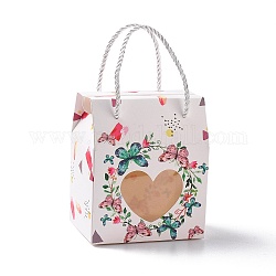 Rechteckige geschenkboxen aus papier mit griffseil, durchsichtige Herz-Fensterbox zum Verpacken von Geschenken, Schmetterlingsmuster, 6.65x6.7x10 cm