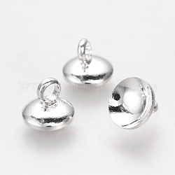 Bails de pendentif de chapeau de perle en laiton, pour les pendants de couverture de bulle de verre de globe, couleur argentée, 6.5x6mm, Trou: 3mm