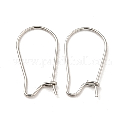 316 Surgical Stainless Steel Hoop Earrings Findings Kidney Ear Wires, Stainless Steel Color, 21 Gauge, 20x11mm, Pin: 0.7mm