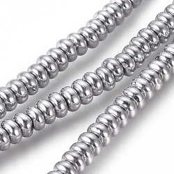 Non magnetici perle ematite sintetico fili, placcatura di vuoto, rondelle, platino placcato, 4x2mm, Foro: 1 mm, circa 170pcs/filo, 15.94 pollice (40.5 cm)