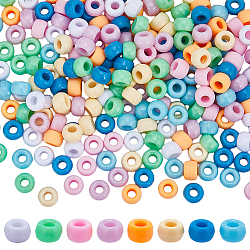 Sunnyclue 800 pz 8 perline di plastica opache di colori, barile, colore misto, 9x6mm, Foro: 3.8 mm, 100 pz / colore
