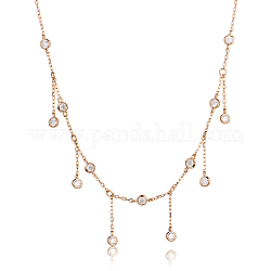 Ожерелья-подвески из стерлингового серебра с прозрачными циркониями, розовое золото , 12.20 дюйм (31 см)