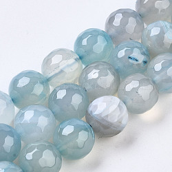 Natural Agate Beads Strands, Dyed, Round, Faceted, 14mm, Hole: 1.2mm, about 28pcs/strand, 14.96 inch(38cm)