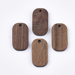 Pendentifs en bois de noyer, rectangle arrondi, selle marron, 20.5x11.5x2.5~3mm, Trou: 1.8mm